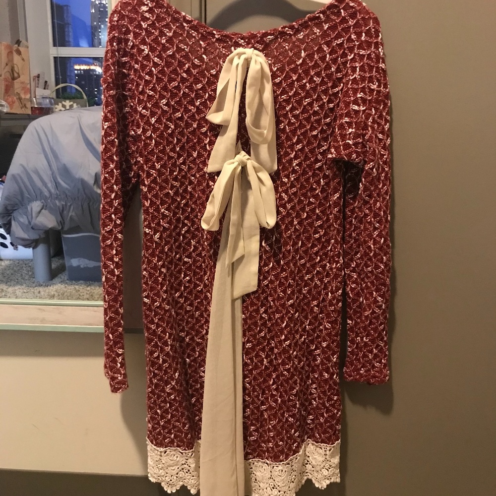 Altar'd State Red and White Bow Sweater